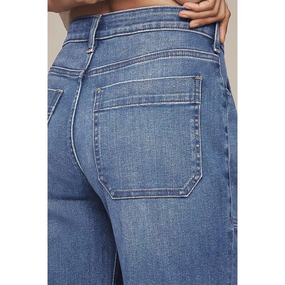 Women's High Waisted Wide Leg Jeans Cotton Blend Flare Fall Casual Utility - Picture 5 of 6